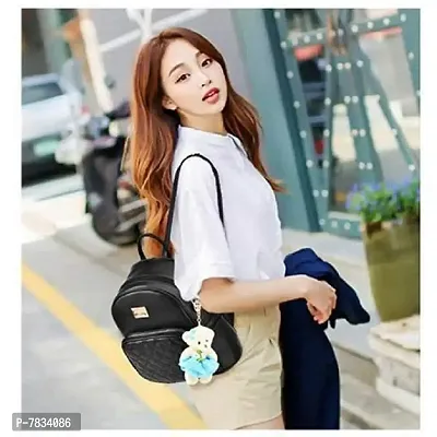 Stylish Black PU Solid Backpacks For Women And Girls-thumb4