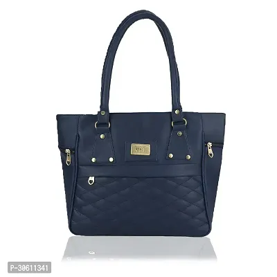 Stylish Navy Blue PU Handbag For Women-thumb0