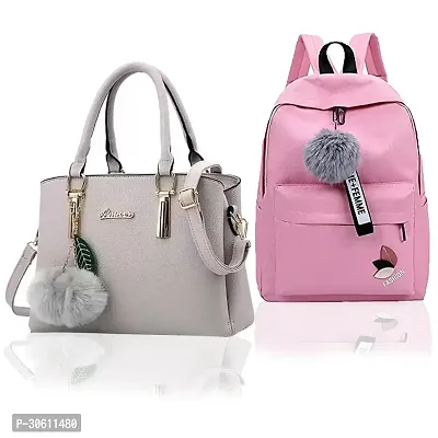 Stylish Multicoloured PU Handbag With Backpacks For Women Pack Of 2