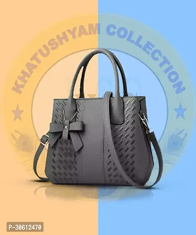 Stylish Grey PU Handbag For Women-thumb0