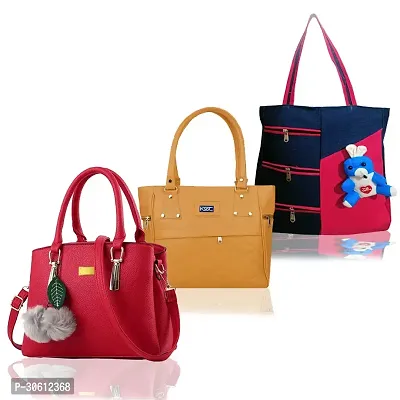 Stylish Multicoloured PU Handbag For Women Pack Of 3