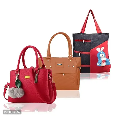 Stylish Multicoloured PU Handbag For Women Pack Of 3