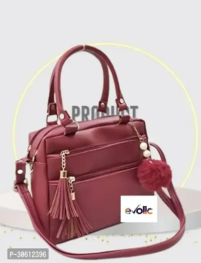 Stylish Maroon PU Handbag For Women-thumb0