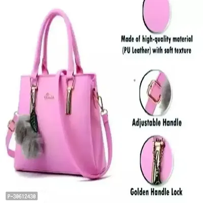 Stylish Pink PU Handbag For Women-thumb0