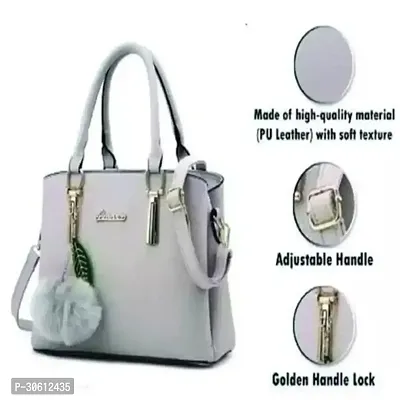 Stylish Grey PU Handbag For Women-thumb0