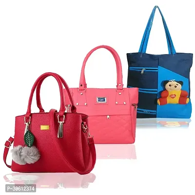 Stylish Multicoloured PU Handbag For Women Pack Of 3