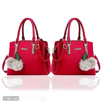 Stylish Red PU Handbag For Women Pack Of 2-thumb0