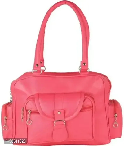 Stylish Pink PU Handbag For Women-thumb0