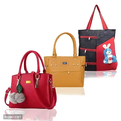 Stylish Multicoloured PU Handbag For Women Pack Of 3