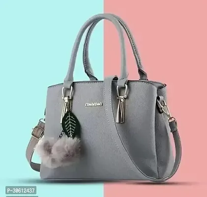 Stylish Grey PU Handbag For Women-thumb0