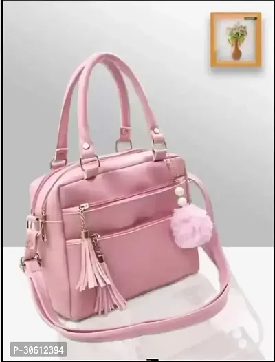 Stylish Pink PU Handbag For Women-thumb0