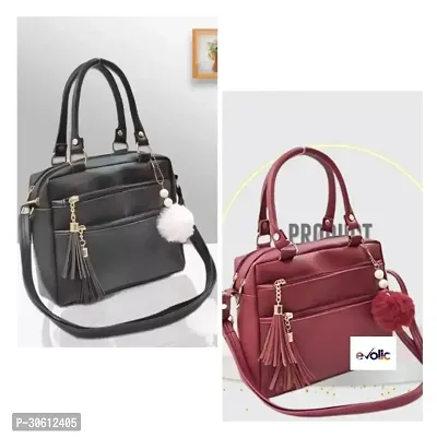 Stylish Multicoloured PU Handbag For Women Pack Of 2