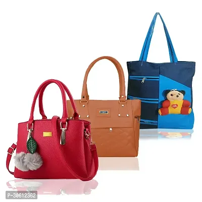 Stylish Multicoloured PU Handbag For Women Pack Of 3