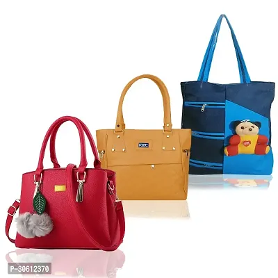 Stylish Multicoloured PU Handbag For Women Pack Of 3