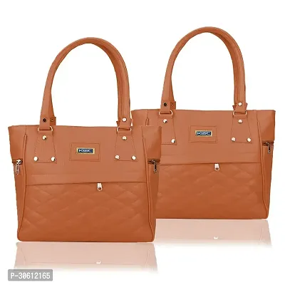 Stylish Brown PU Handbag For Women Pack Of 2-thumb0