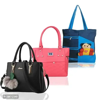 Stylish Multicoloured PU Handbag For Women Pack Of 3-thumb0