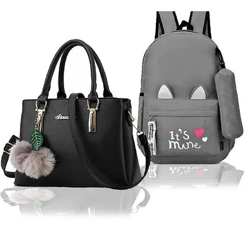 Trendy Cute Handy Hand-Held Shoulder Bag And Backpack Combo For Women