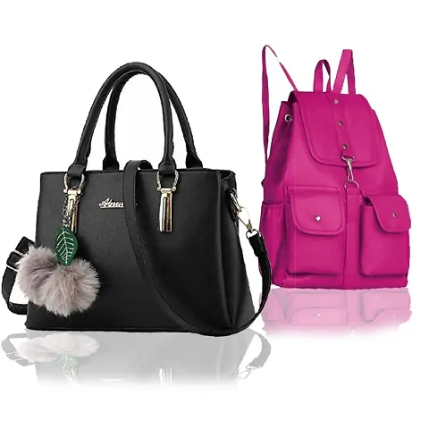 Trendy Cute Handy Hand-Held Shoulder Bag And Backpack Combo For Women