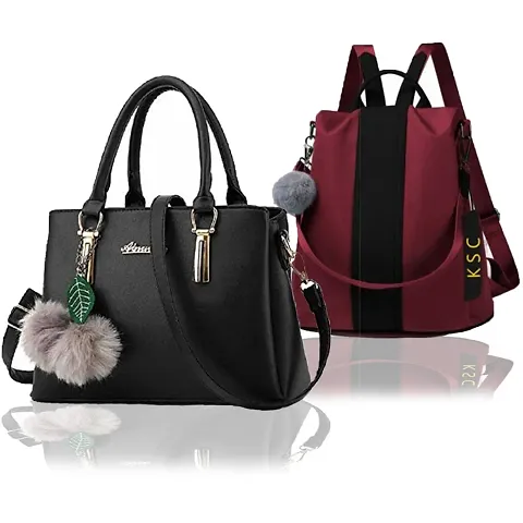 Trendy Cute Handy Hand-Held Shoulder Bag And Backpack Combo For Women