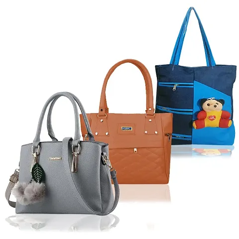 Stylish PU Handbag For Women Pack Of 3