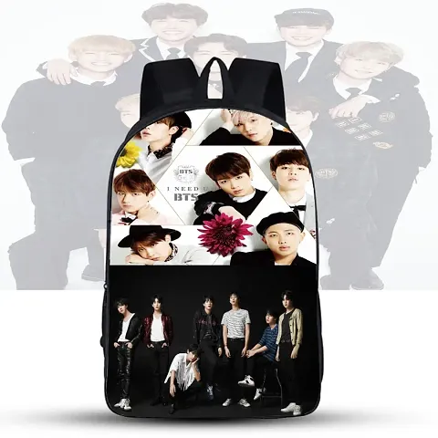 GIRLS TRENDY SCHOOL COLLEGE CASUAL BTS LOVER STYLISH BACKPACK JIMIN , TAEHYUNG , V , JUNGKOOK ETC .