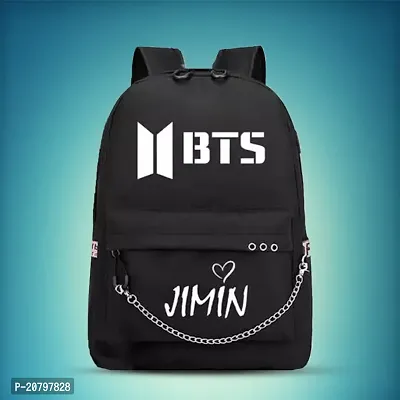 Latest Trending Stylish Waterproof Lightweight Casual Simple College School Bag  Tuition Girls Backpack With Special BTS Print for BTS Lovers-thumb0
