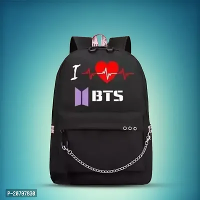 Latest Trending Stylish Waterproof Lightweight Casual Simple College School Bag  Tuition Girls Backpack With Special BTS Print for BTS Lovers-thumb0