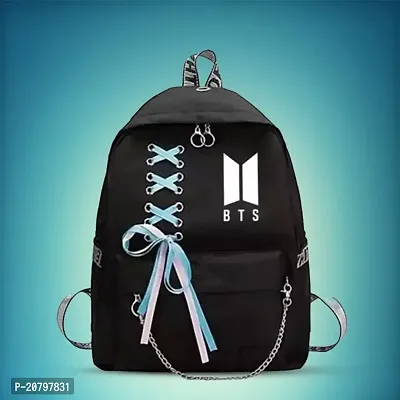 Latest Trending Stylish Waterproof Lightweight Casual Simple College School Bag  Tuition Girls Backpack With Special BTS Print for BTS Lovers-thumb0