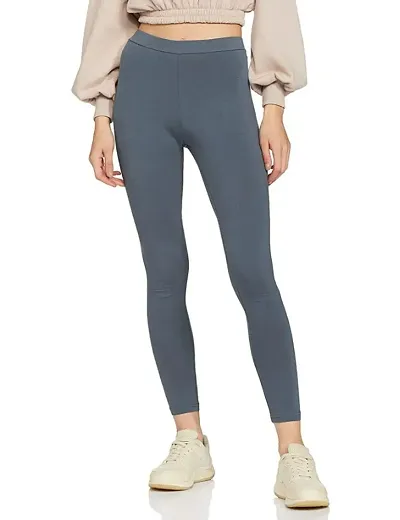 Fancy Lycra Solid Ankle Length Leggings For Women