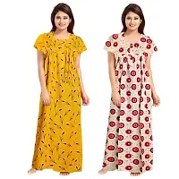 jwf Women's Pure Cotton Printed Maternity Wear Full Length Sleepwear Nightdresses Pink-thumb2