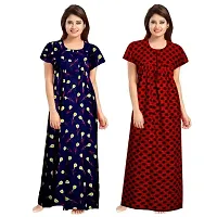 jwf Women's 100% Cotton Printed Maternity Wear Full Length Sleepwear Nightdresses Red-thumb2