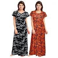 jwf Women's Pure Cotton Printed Regular Maxi Maternity Wear Sleepwear Nightdresses ( Pack of 2 PCs.) Orange-thumb1