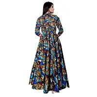 Women's Full Sleeves Fit and Flare Rayon Printed Long Dress-thumb1