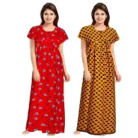 jwf Women's 100% Cotton Printed Maternity Wear Full Length Sleepwear Nightdresses Yellow-thumb2