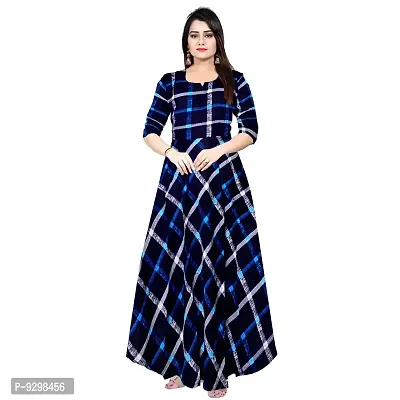 jwf Women's Maxi Fit And Flare Dress (GN1941 XL Blue,Multi_Bue_Multicolor_L)