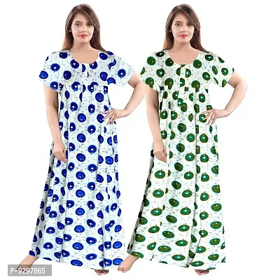 jwf Women's Cotton Attractive Nightwear Maxi Nightdresses (Combo Pack of 2)