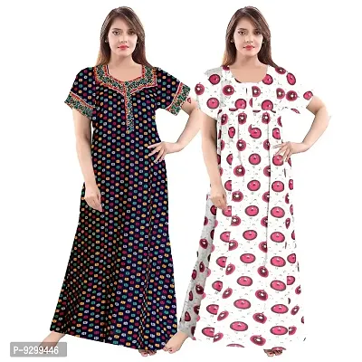 jwf Women's Pure Cotton Printed Maternity Nightdresses (Pack of 2) Blue-thumb3