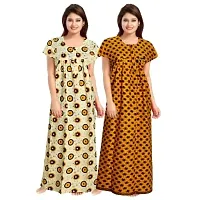 jwf Women's Pure Cotton Printed Maternity Maxi Nightdresses (Pack of 2) Yellow-thumb1