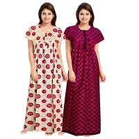 jwf Women's Pure Cotton Printed Maternity Nightdresses (Pack of 2) Pink-thumb2