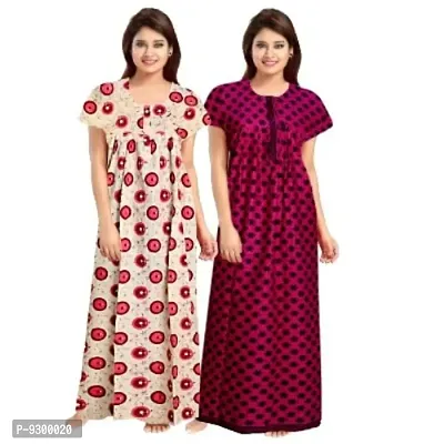 jwf Women's Pure Cotton Printed Maternity Nightdresses (Pack of 2) Pink-thumb3