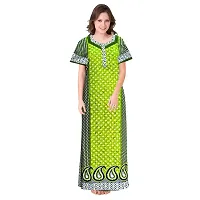 jwf Women Cotton Nighty, Gown, Sleepwear, Nightwear, Maxi - Soft and Stylish Night Gown, Cotton Nightdress, Nighties Orange,Green-thumb3