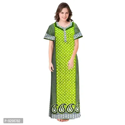 jwf Women Cotton Nighty, Gown, Sleepwear, Nightwear, Maxi - Soft and Stylish Night Gown, Cotton Nightdress, Nighties Orange,Green-thumb4