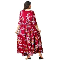jwf Women Rayon Casual Wear Western Maxi Dress Gown for Girl/Women/Ladies (Free Size Upto XXL)-thumb1