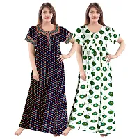 jwf Women's Pure Cotton Nighty (Pack of 2) Green-thumb1