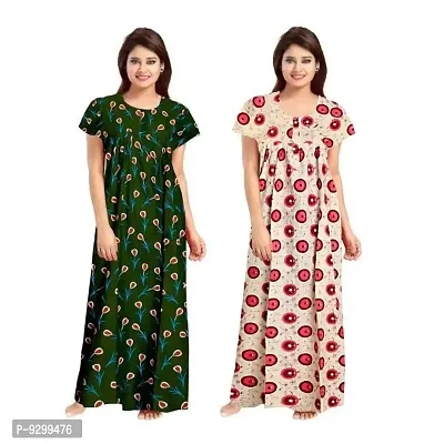 jwf Women's Pure Cotton Block Printed Attractive Maxi Maternity Wear Comfortable Nightdresses ( Combo Pack of 2 PCs.) Pink-thumb3