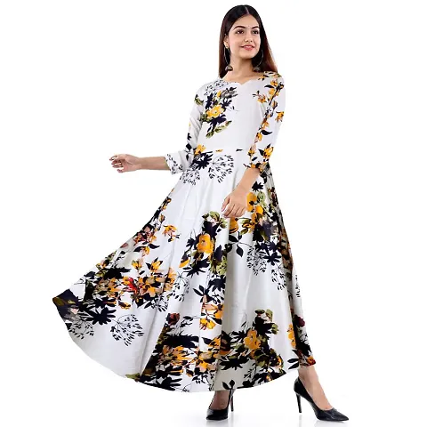 Stylish Rayon Printed Ethnic Gown