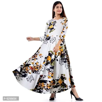 jwf Women's Attractive Pure Cotton Maxi Dress Round Neck Fit  Flare Anarkali Long Gown Kurties Dresses (Free Size Upto XXL) (Pack of 2 PCs.)-thumb2