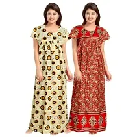 jwf Women's Pure Cotton Printed Maternity Maxi Nightdresses (Pack of 2) Red-thumb1