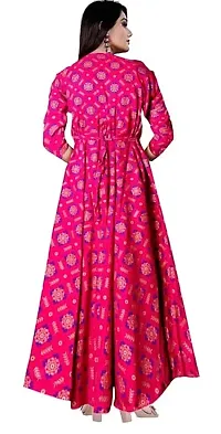 Jaipry Women Printed Gown Kurta Rayon Printed Maxi Long Gown Multicolor Dress S Size-thumb1