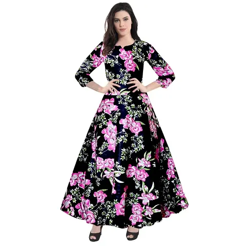 jwf Women Rayon Casual Wear Western Maxi Dress Gown for Girl/Women/Ladies